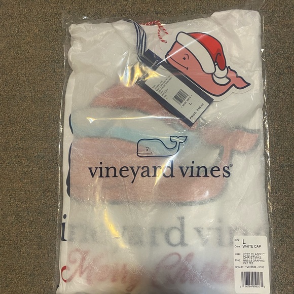 Vineyard Vines Santa Whale Christmas Long-Sleeve Pocket Tee Unisex Size Large - Picture 2 of 8